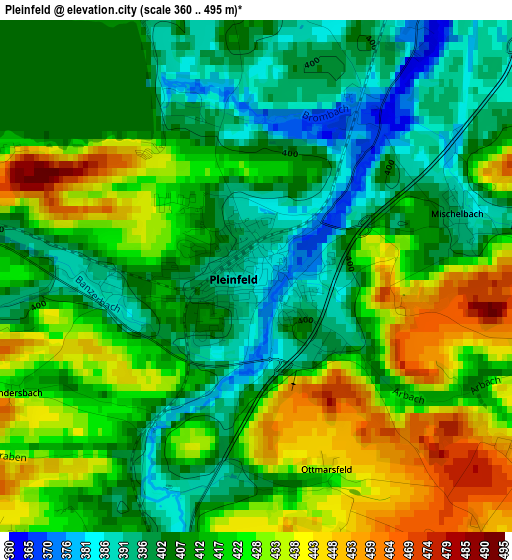 Pleinfeld elevation map