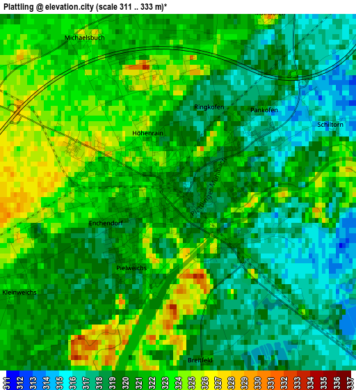 Plattling elevation map