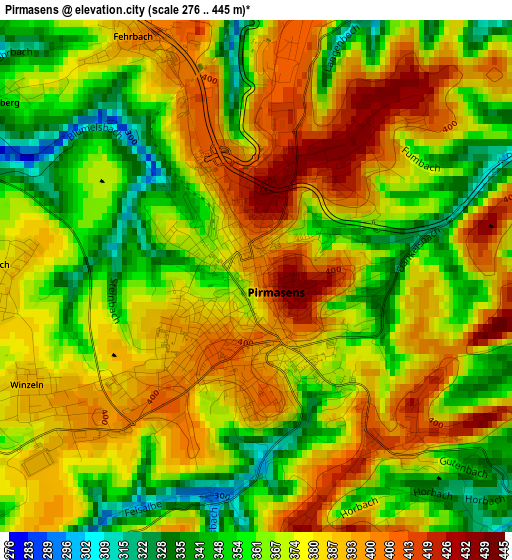 Pirmasens elevation map