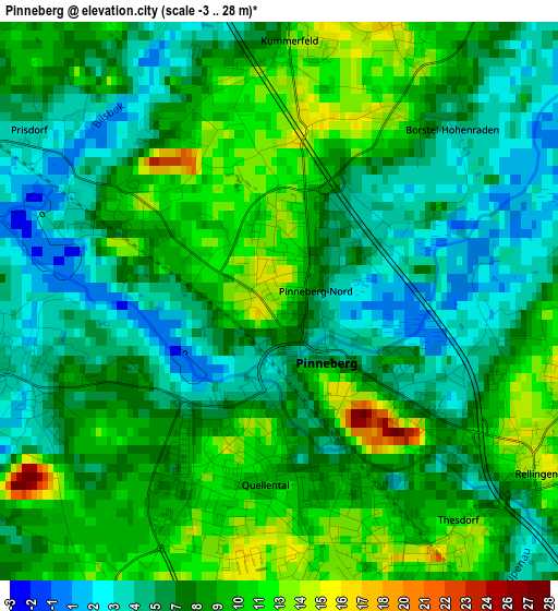 Pinneberg elevation map