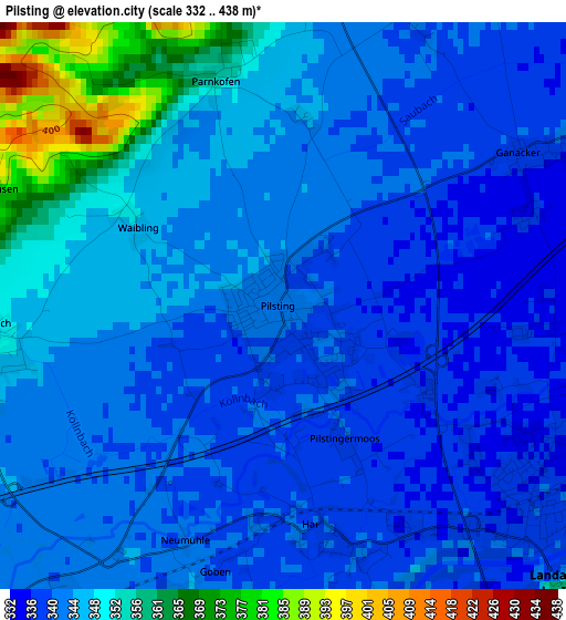 Pilsting elevation map