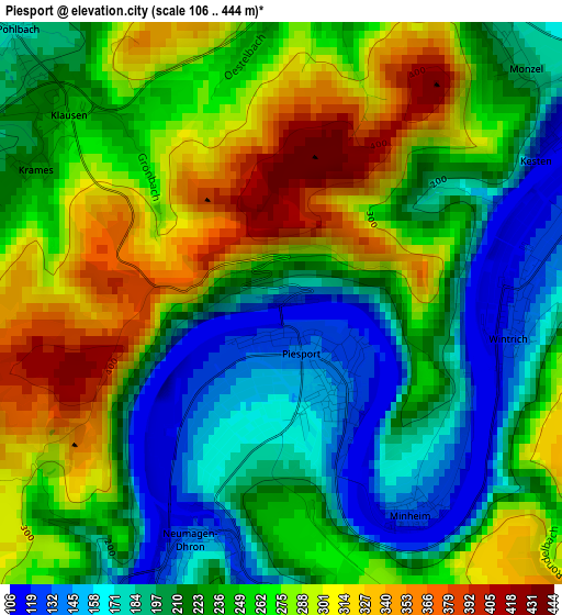 Piesport elevation map