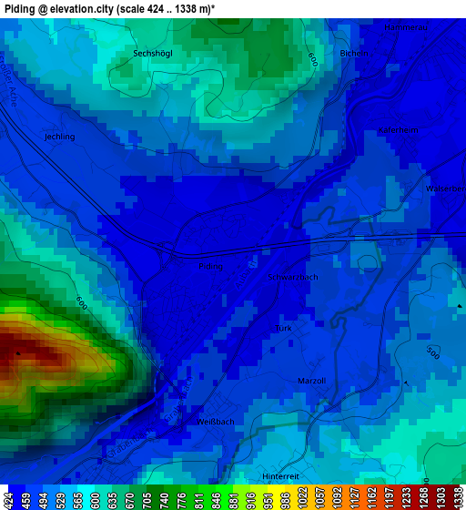 Piding elevation map