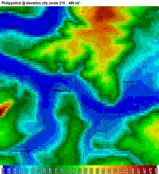 Philippsthal elevation map