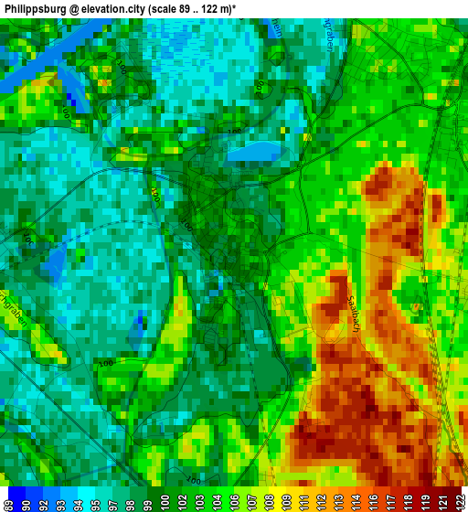 Philippsburg elevation map