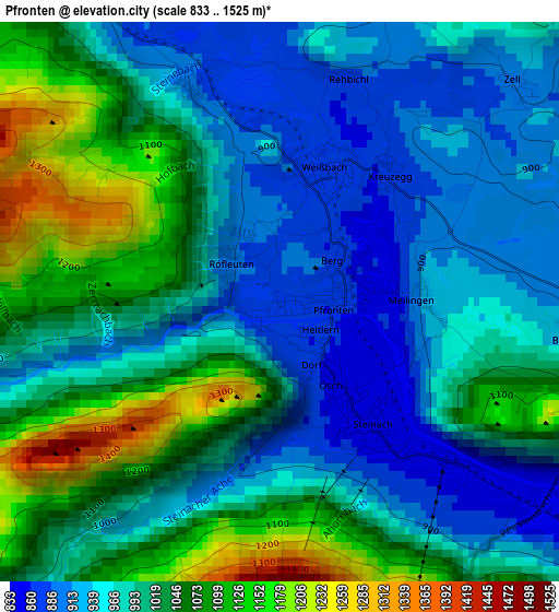 Pfronten elevation map