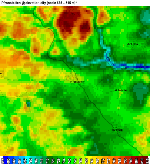 Pfronstetten elevation map