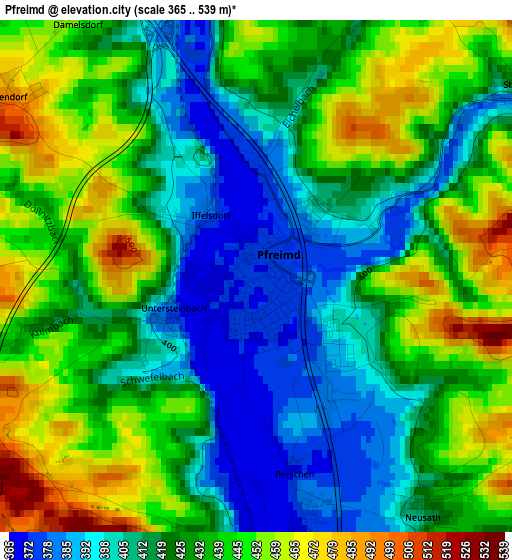 Pfreimd elevation map