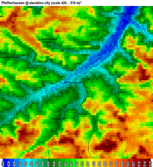 Pfeffenhausen elevation map