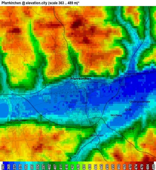 Pfarrkirchen elevation map