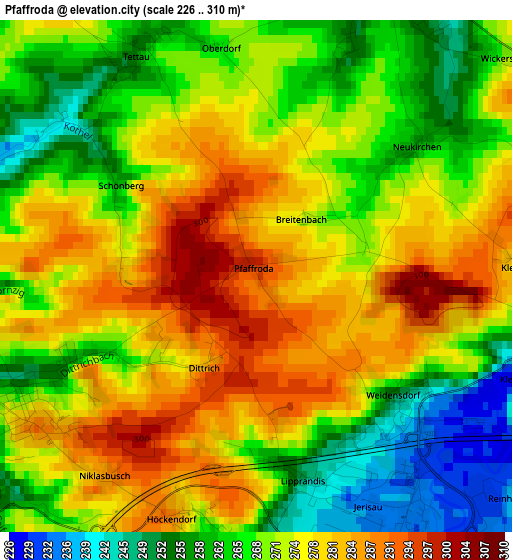 Pfaffroda elevation map