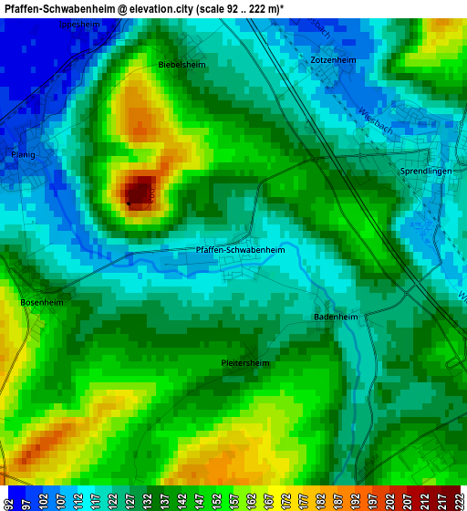 Pfaffen-Schwabenheim elevation map