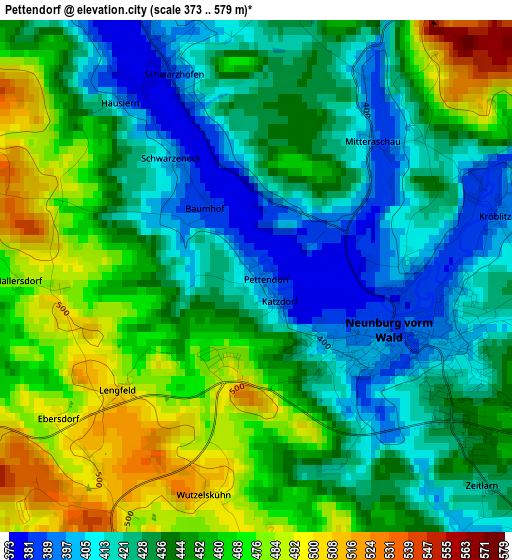 Pettendorf elevation map