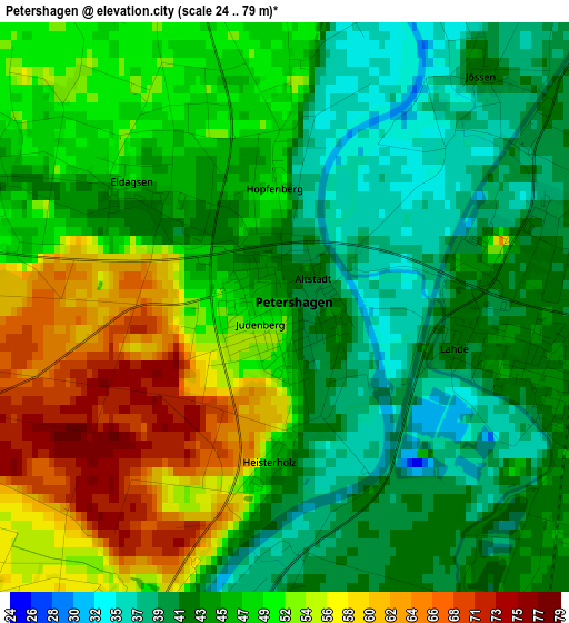 Petershagen elevation map