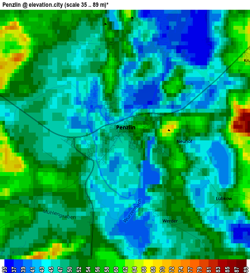 Penzlin elevation map