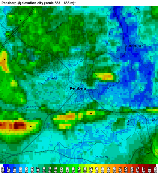 Penzberg elevation map