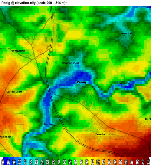 Penig elevation map