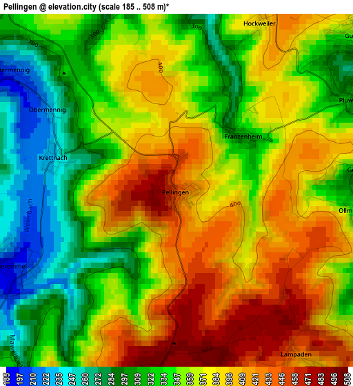 Pellingen elevation map