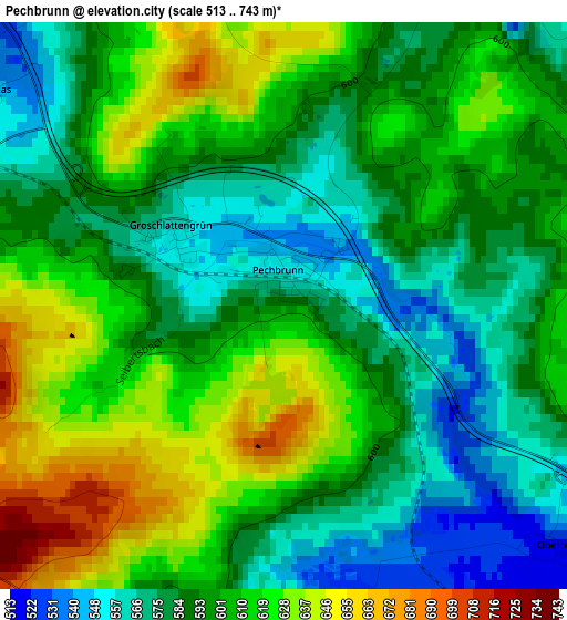 Pechbrunn elevation map