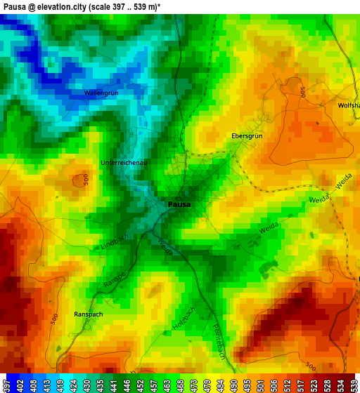 Pausa elevation map