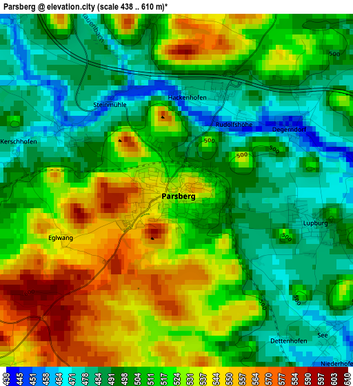 Parsberg elevation map