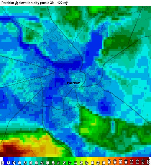 Parchim elevation map