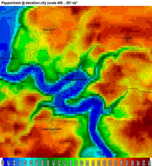 Pappenheim elevation map