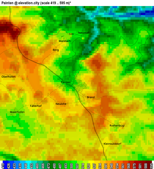 Painten elevation map