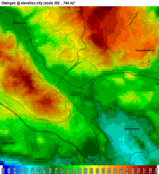 Owingen elevation map