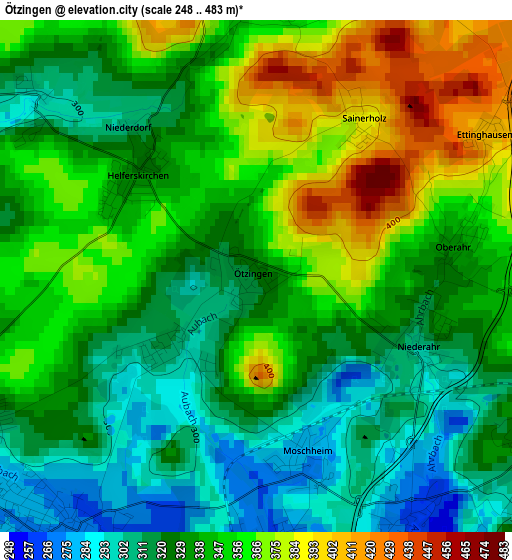 Ötzingen elevation map