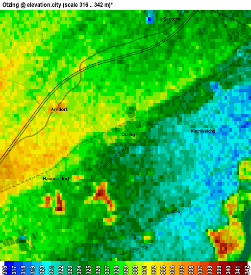 Otzing elevation map