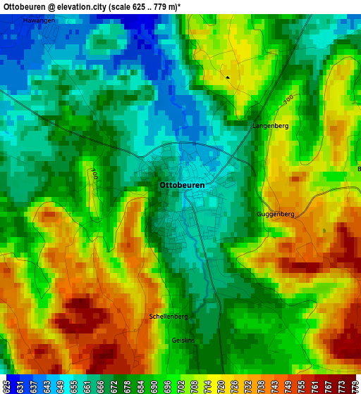 Ottobeuren elevation map