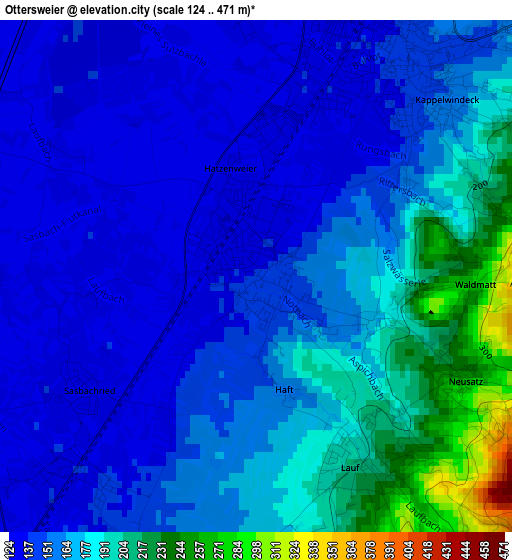 Ottersweier elevation map