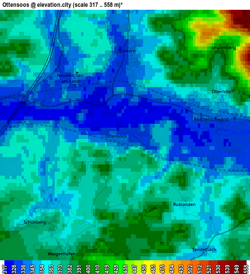 Ottensoos elevation map