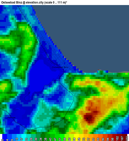 Ostseebad Binz elevation map