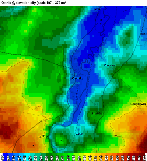 Ostritz elevation map