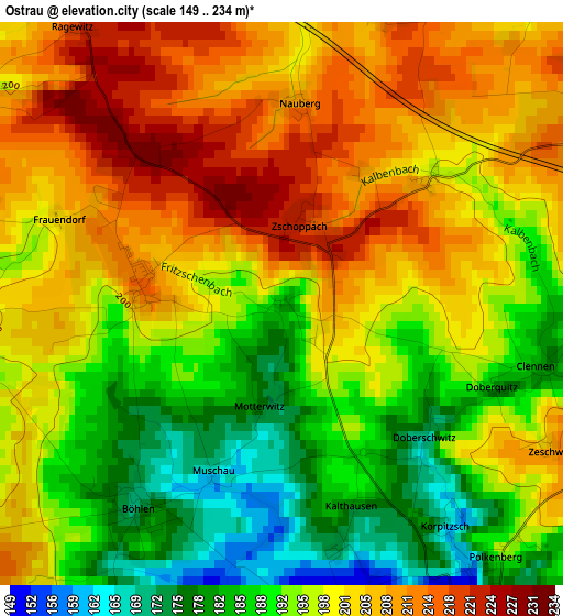 Ostrau elevation map