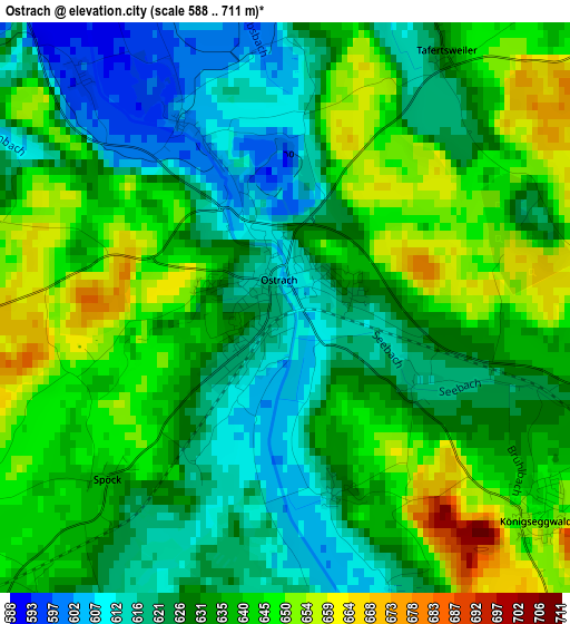 Ostrach elevation map