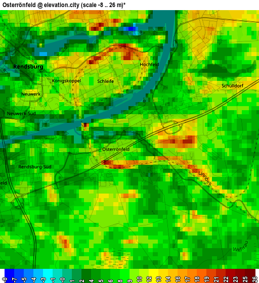 Osterrönfeld elevation map