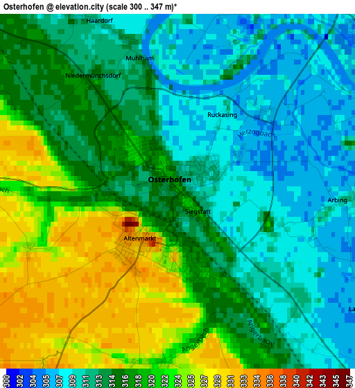 Osterhofen elevation map