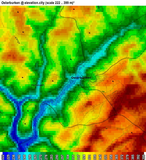 Osterburken elevation map