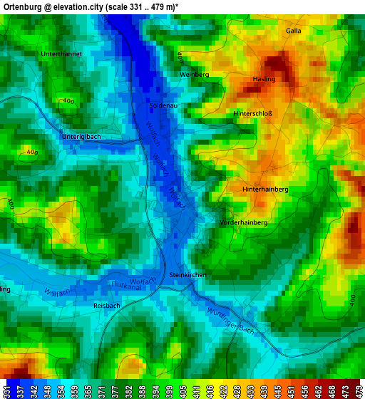 Ortenburg elevation map