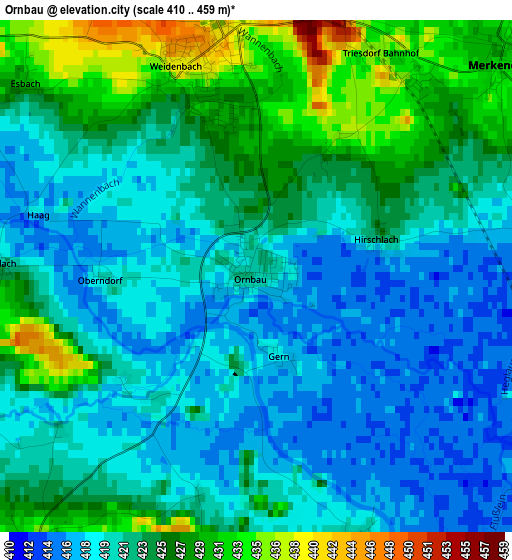 Ornbau elevation map