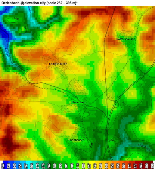 Oerlenbach elevation map