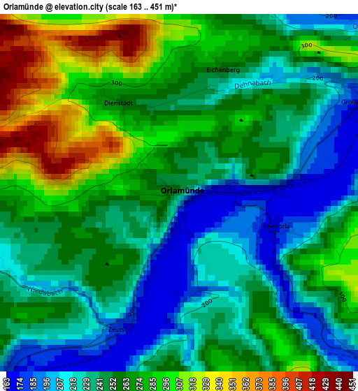 Orlamünde elevation map