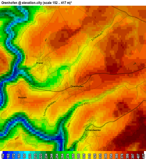 Orenhofen elevation map