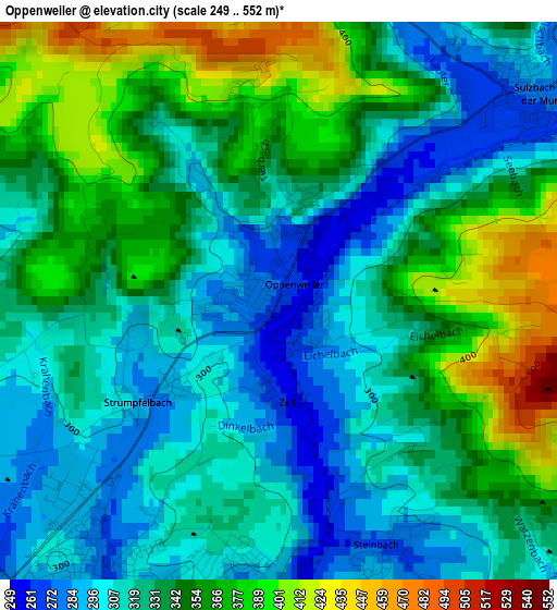 Oppenweiler elevation map