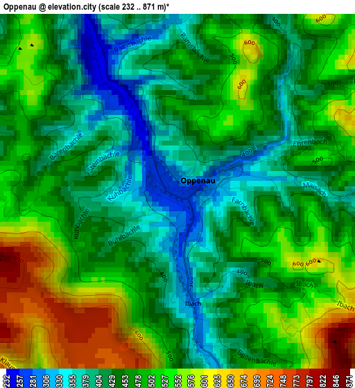 Oppenau elevation map