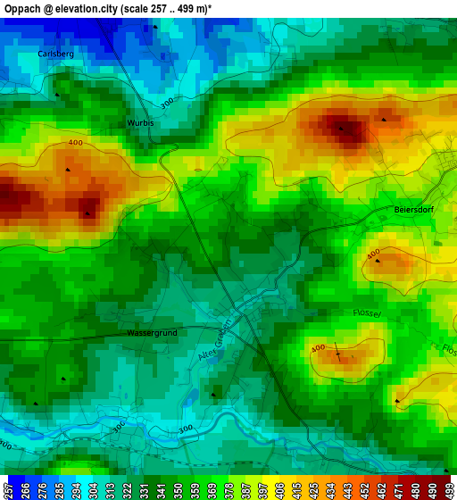 Oppach elevation map