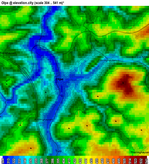 Olpe elevation map